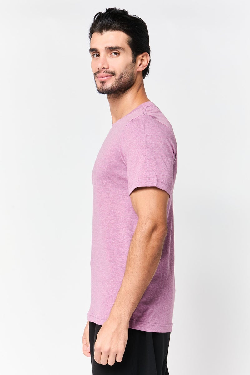 Adidas Men Sportswear Fit Short Sleeve Outdoor T-Shirt, Mauve - Image 3